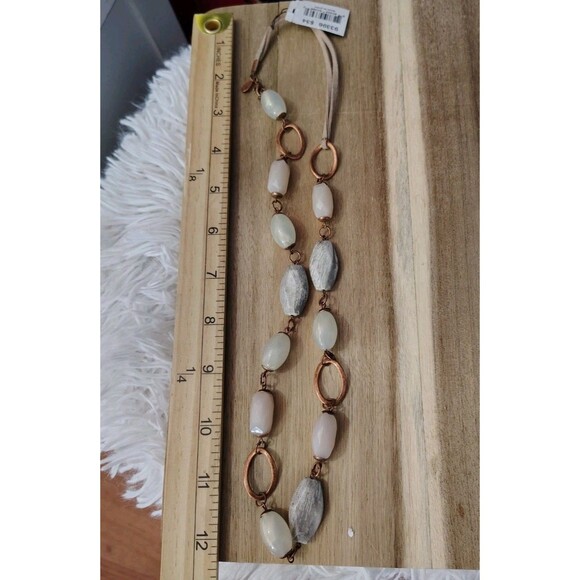 Cookie Lee Glass and Brass Long Chain Necklace  Cluster Boho NWT - Picture 5 of 5